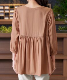 Tiaclasse L 【洗える】レーヨンツイルギャザーブラウス