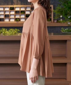 Tiaclasse L 【洗える】レーヨンツイルギャザーブラウス