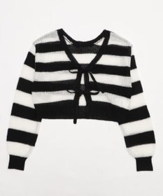 WEGO 【25年秋冬新作】モヘアタッチ2WAYリボンカーデ