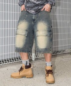 WEGO スウィッチングデニムカーゴショーツ