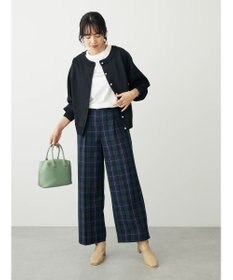 Green Parks きれいシルエットチェックワイドパンツ