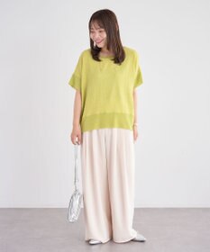 Green Parks シアーリブ切替楊柳プルオーバー