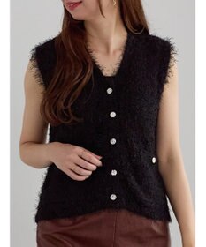 Te chichi 金釦ポケットシャギーニットベスト