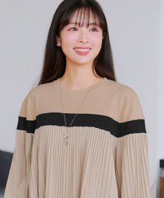 Tiaclasse 配色ラインプリーツプルオーバー
