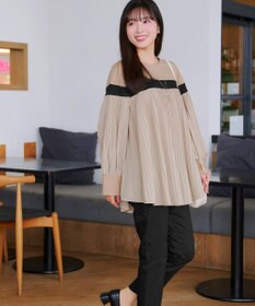 Tiaclasse 配色ラインプリーツプルオーバー