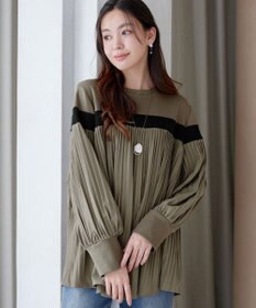 Tiaclasse 配色ラインプリーツプルオーバー