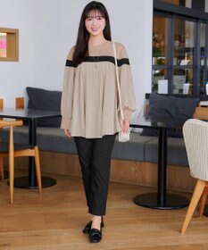 Tiaclasse 配色ラインプリーツプルオーバー