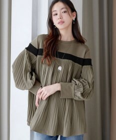 Tiaclasse 配色ラインプリーツプルオーバー