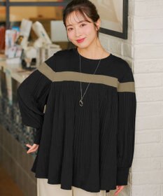 Tiaclasse 配色ラインプリーツプルオーバー