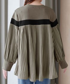 Tiaclasse 配色ラインプリーツプルオーバー