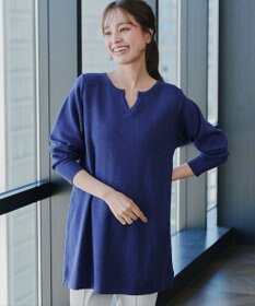Tiaclasse L 【洗える】キーネックラメニットチュニック