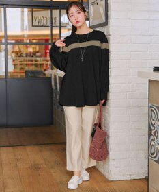 Tiaclasse 配色ラインプリーツプルオーバー