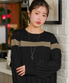 Tiaclasse 配色ラインプリーツプルオーバー