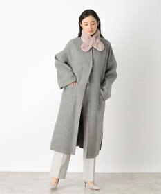 MOONBAT FURLA ファーティペット 差し込み ロゴプレート付 フェイクファーマフラー