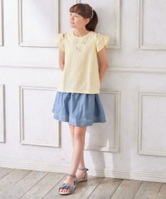 ANY KIDS 刺繍 オン・オフショルダー Tシャツ