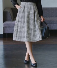 Tiaclasse 【洗える】ツイードタックフレアスカート