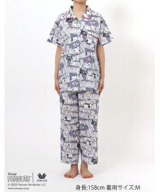 WACOAL ワコール_リラックス＆スリープ パジャマ 5分袖 半袖 8分丈 綿100%(本体) PEANUTS スヌーピー レディース FDT157 /ワコール