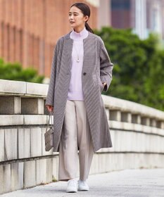 洗える】WOOLLET ノーカラー 千鳥柄 ロングコート / J.PRESS LADIES L ...