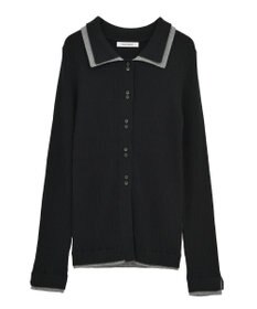 Green Parks 配色レイヤードポロリブニットカーディガン
