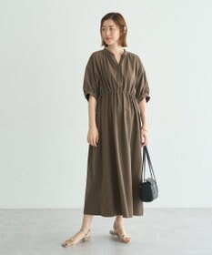 YECCA VECCA <<UVカット>>ドロストギャザー袖ワンピース