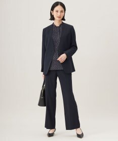 自由区 【セットアップ対応・洗える】ウールブレンドセットアップノーカラー ジャケット