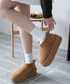 WEGO 【25年秋冬新作/あったかブーツ】厚底ムートンタッチブーツ