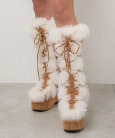 WEGO レースアップボリュームファーロングブーツ