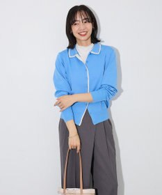 Green Parks ここちニット衿付き配色プルオーバー