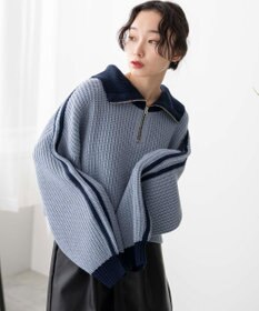 WEGO 2ラインハーフジップニットプルオーバー