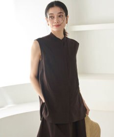 UNFILO リネンレーヨン ノースリーブブラウス