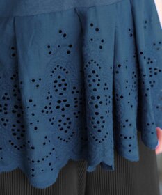 Tiaclasse 【洗える】刺繍レースドッキングカットソートップス