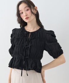 earth music&ecology レースティアードシャーリングブラウス