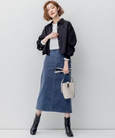 23区 【洗える】23区DENIM ベルベットストレッチ Aライン スカート