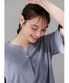 ANY SIS 【接触冷感・吸水速乾・UVケア】エアリードレープスムース 七分袖 ブラウス