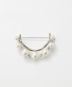 Phoebe フォーマルパールビジューハーフブローチ　シルバー
