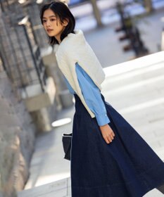 組曲 【ビジューボタン付き】SOBANE ケーブルプルオーバー ニット