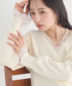 earth music&ecology レーストリムカーディガン