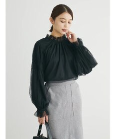 Green Parks ・ＥＬＥＮＣＡＲＥ　ＤＵＥ　チュールハイネックブラウス