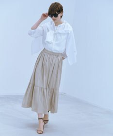 J.PRESS LADIES 【洗える・接触冷感・吸水速乾】麻SOLID バンドカラー シャツ ブラウス