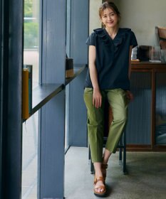 23区 【SLOW/洗える】バックサテンストレッチ ベイカーパンツ