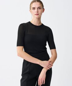 uncrave ラスターシアーニット ワイドリブトップス