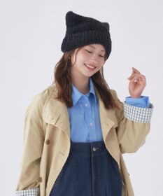 MOONBAT estaa(エスタ) ボリュームヘアリー 猫耳シャロット ニット帽 帽子