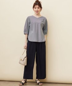 ANY SIS S 【洗える】シルケットストライプドルマン カットソー