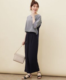 ANY SIS S 【洗える】シルケットストライプドルマン カットソー