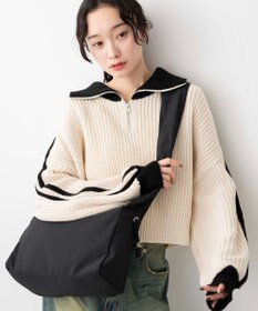 WEGO 2ラインハーフジップニットプルオーバー