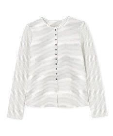 UNFILO ドライタッチリブ カーディガン ボーダー(オフ×ブラック)