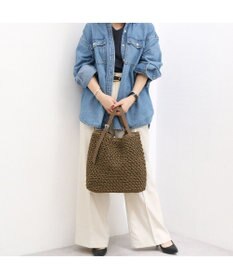 UNBILLION カシュカシュ cachecache / ベルトハンドル地柄編みトート カゴバッグ