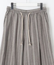 自由区 S 【カタログ掲載・セットアップ対応・洗える】リネンビスコースストライプドロスト パンツ