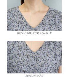 Tiaclasse L 【洗える】程良い透け感のシフォン花柄フレンチワンピース