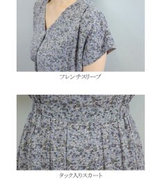 Tiaclasse L 【洗える】程良い透け感のシフォン花柄フレンチワンピース